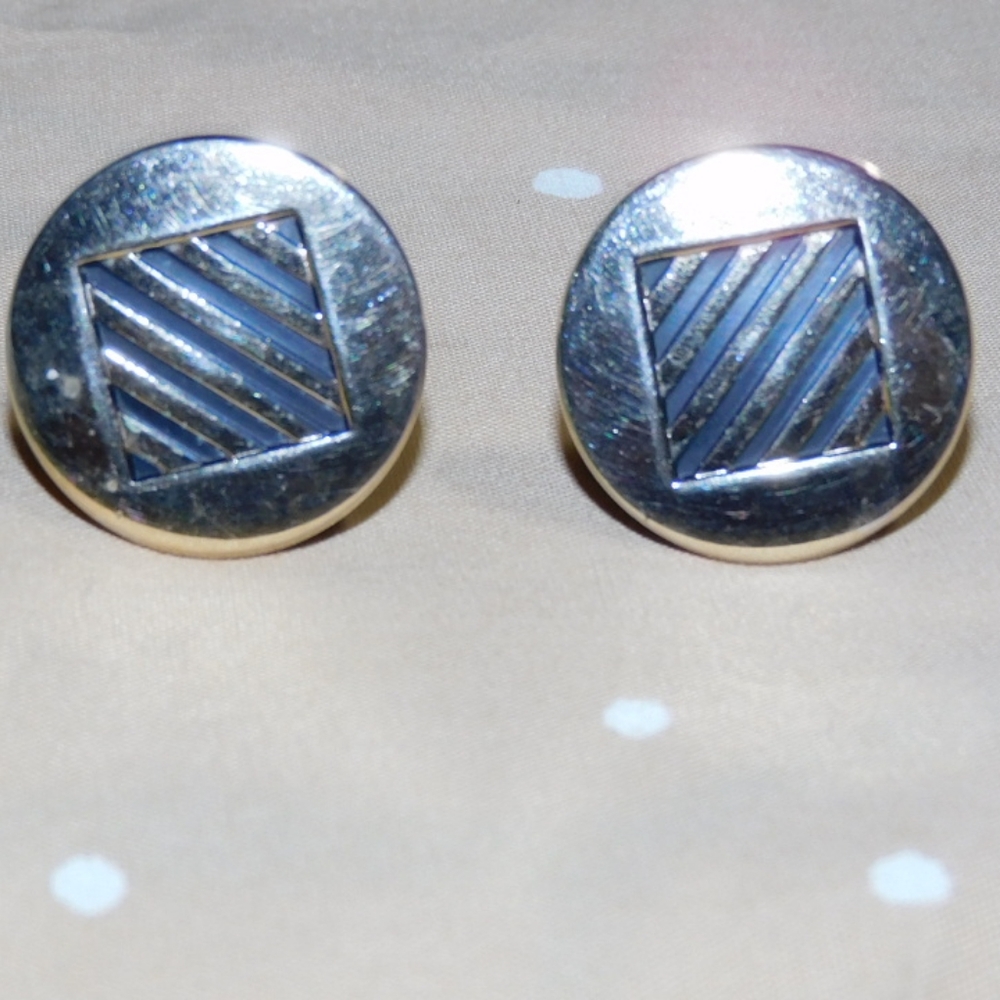 Swank Gold circle & Black stripe cuff links